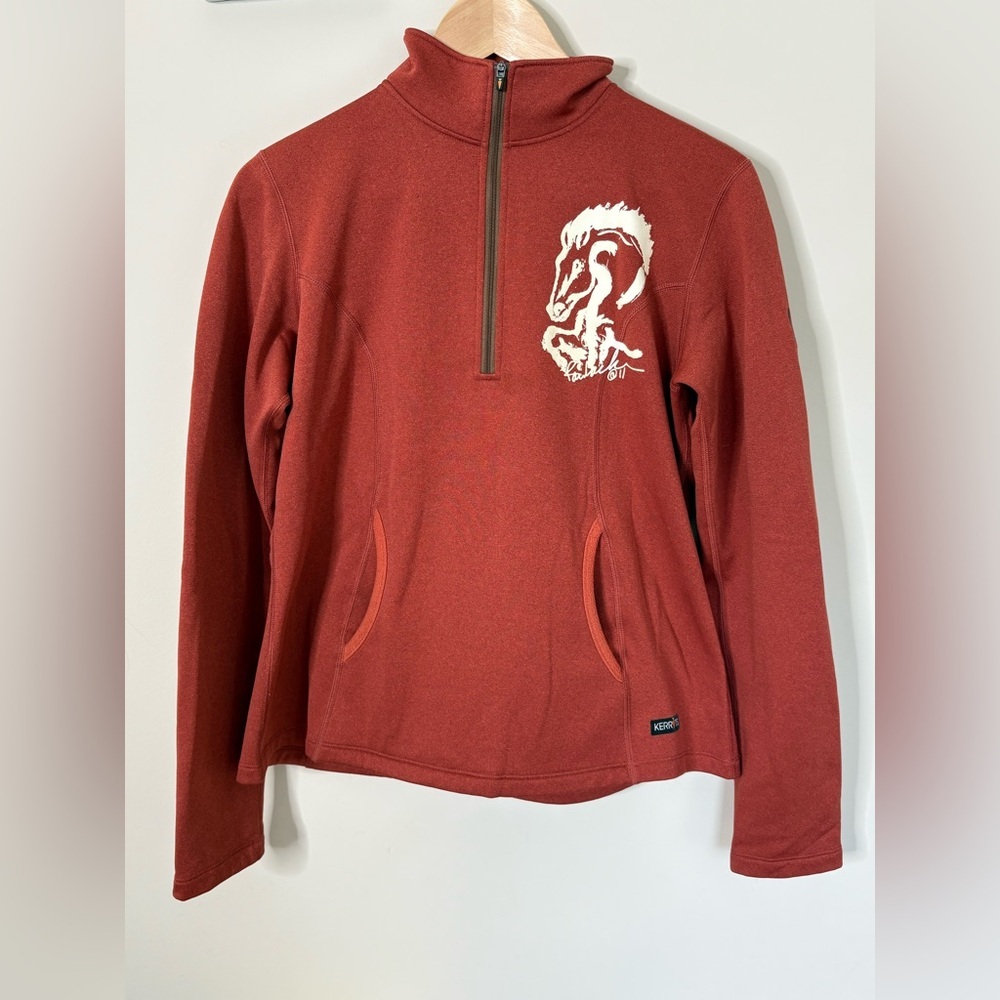 Kerrits Animals To Wear Horse Riding Pullover Sweatshirt Size Medium Rust Orange